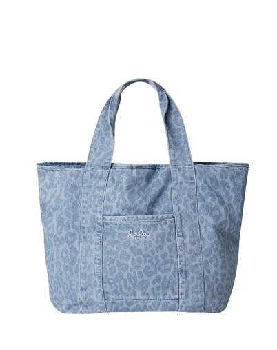 Lala Berlin - Merge East West Printed Denim Tote Taske - Washed Blue Denim